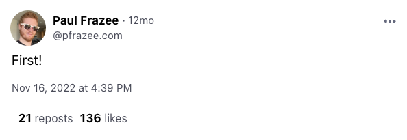 The first post on Bluesky