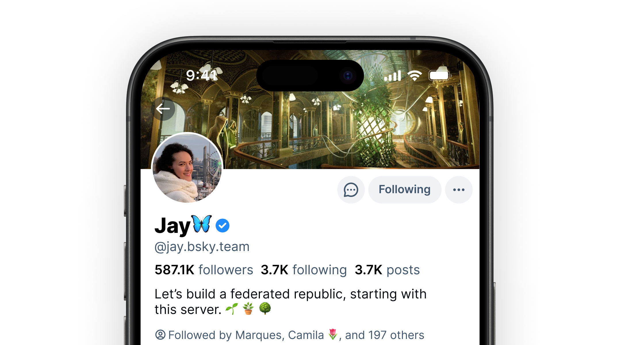 A verified Bluesky account with a blue check