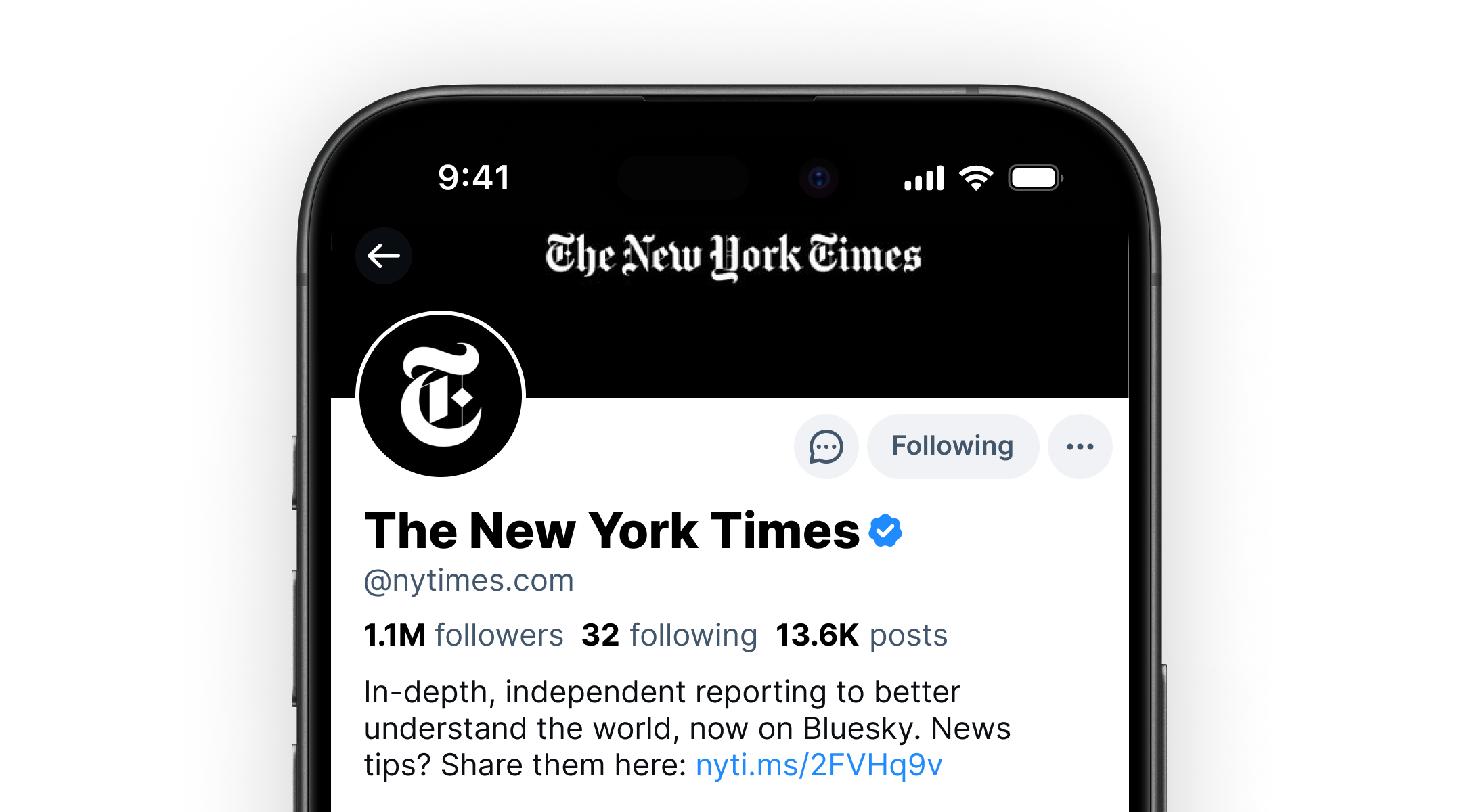 The New York Times account is a trusted verifier with a scalloped badge